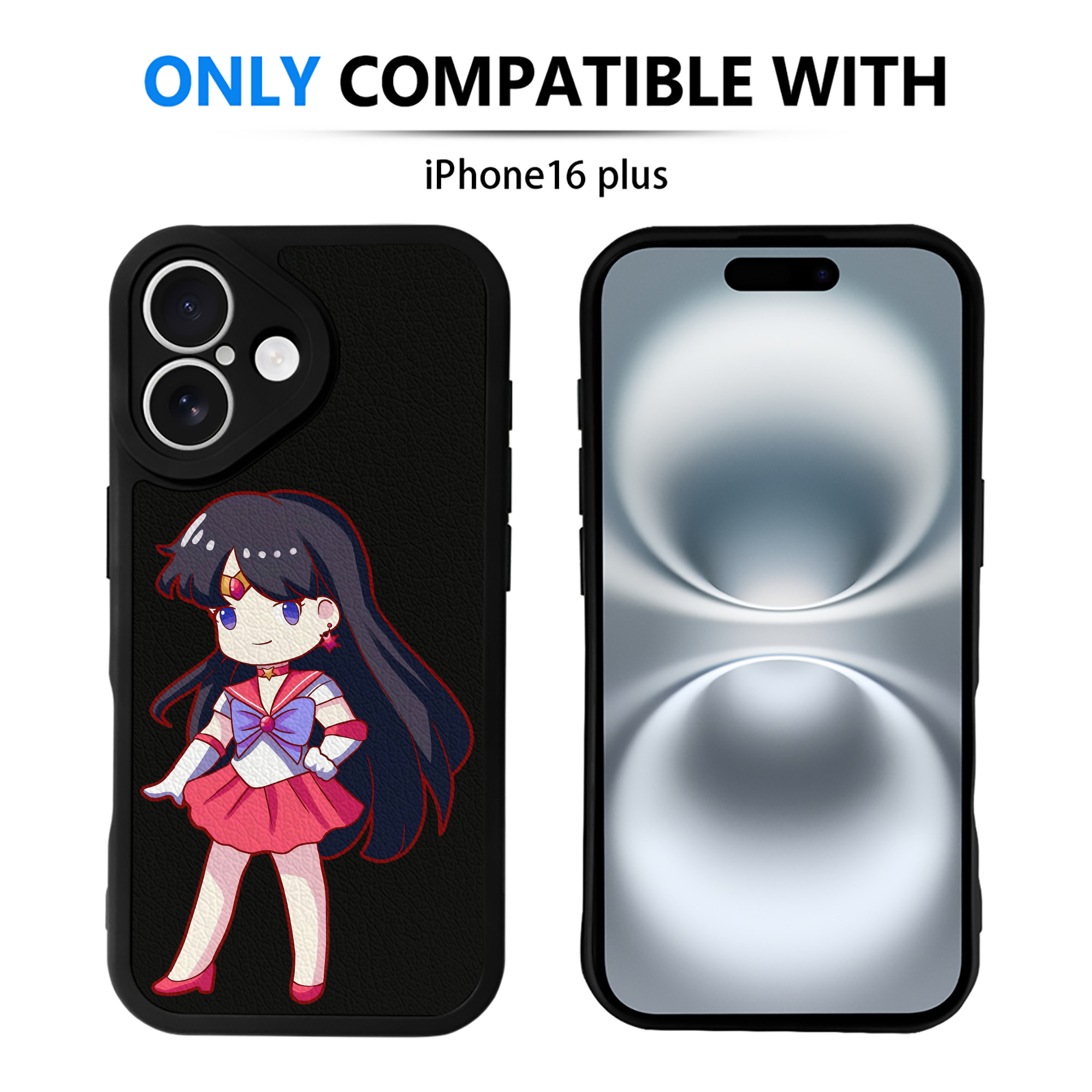 （画像用） 美少女戦士セーラームーン 火野レイ ひの レイ Sailor Moon Hino Rei （セーラーマーズ,Sailor Mars） 【iPhone 16シリーズ対応】シリコンスマホケース（レザー調） 材質：シリコン